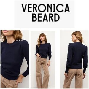 Veronica Beard Nelia Cashmere Crewneck Sweater size S Blue pullover